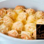 Gombóc sajttal és majonézzel: recept sütőben