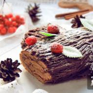 French Christmas log Step-by-step recipe with photos