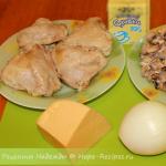 Julienne gombával és csirkével a sütőben recept