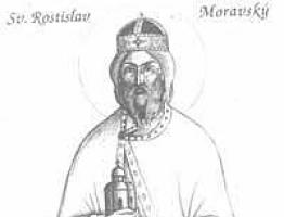 Heliga lika med apostlarna Cyril och Methodius och den helige Rostislav, prins av Mähren