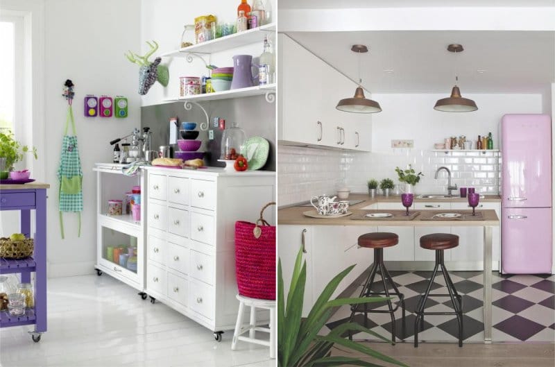 تصميم وديكور المطبخ الأرجواني (22 صورة) المطبخ بألوان وردية وأرجوانية من الحائط